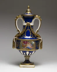 Jarrón (porcelana de pasta blanda con pintura y dorado)